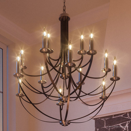 Luxury Mid-Century Modern Black Chandelier, UQL2013, Marseille Collection