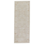 Jaipur Living - Vibe Dhaval Oriental Light Gray and White Area Rug, 3'x8' - The stunning En Blanc collection captures the elegance of neutral, vintage-inspired patterns and melds Old World aesthetics with an updated and luxurious vibe. The Dhaval rug boasts an ornate vine motif in tones of gray, gold, white, and light taupe. Soft and lustrous, this chameleon-like design emulates the timeless style of a Turkish hand-knotted rug, but in an accessible polyester and viscose power-loomed quality.