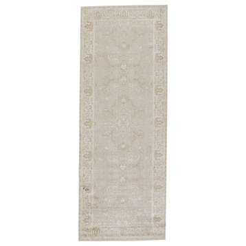 Vibe Dhaval Oriental Light Gray and White Area Rug, 3'x8'
