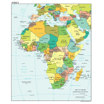 Africa Map, Political, Peel & Stick Removable Wall Decal