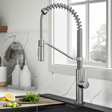 Oletto Commercial Pull-Down 1-Hole Kitchen Faucet, SFS Steel