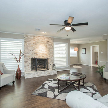 Stone fireplace