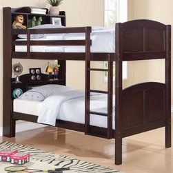 PARKER CAPPUCCINO TWIN TWIN BOOKCASE BUNK BED WITH BUILT-IN LADDER - Kids Beds
