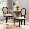 Laney Wooden Dining Chairs With Cushions, Set of 2, Beige/Natural/Dark Brown