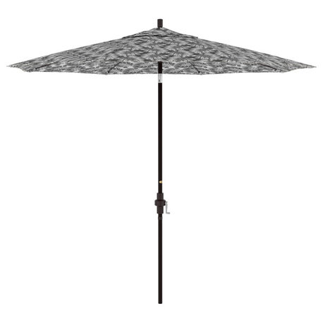 9' Patio Umbrella Bronze Pole Fiberglass Ribs Collar Tilt Pacific Premium, Palm Graphite