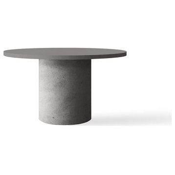 Aura Round Concrete Dining Table, Charcoal