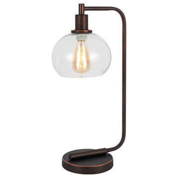Woodbridge Lighting Austin 1-Light Glass Table Lamp in Bronze/Clear Seedy