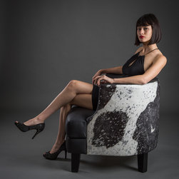 Feature Chair in leather and cowhide - Armchairs And Accent Chairs