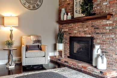 Inspiration for a transitional family room remodel in New York