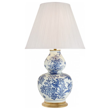 Sydnee Blue and White Porcelain Large Gourd Table Lamp