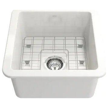 BOCCHI 1359-001-KIT1 Sotto Dual-mount Fireclay 18 Inch Single Bowl Bar Sink Kit