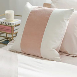 Ming White/Rosewater Velvet Cushion - Bedding