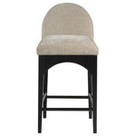 Meridian Furniture - Waldorf Chenille Upholstered Stool, Black, Chenille, Natural Finish, Beige, Chenille Fabric, Black Finish - The Waldorf Chenille Fabric Counter stool exudes elegance and comfort. Crafted with solid ash wood, this stool boasts a sturdy and durable construction. The black finished legs provide a sleek and welcoming touch to the overall design. The plush beige chenille fabric on the seat and backrest of the stool offers a soft and cozy seating experience, making it an ideal choice for long dinner conversations with family and friends.
