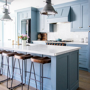75 Beautiful Blue Kitchen With Black Appliances Pictures & Ideas | Houzz