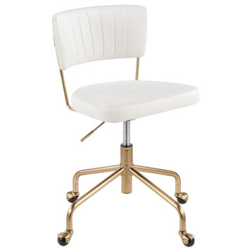 Tania Task Chair, Gold Metal, Cream Velvet