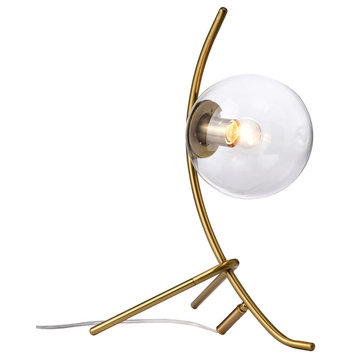 FT10022/1BS Martina 12" 1-Light Indoor Polished Brass Finish Table Lamp