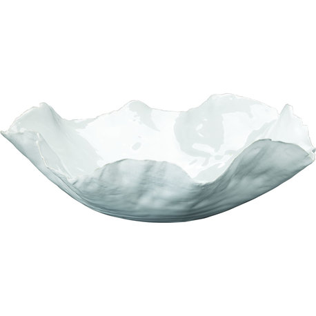 Large Peony Bowl in White Ceramic