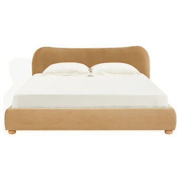 Safavieh Couture Beccarose Boucle Bed, Light Brown/Walnut, Queen