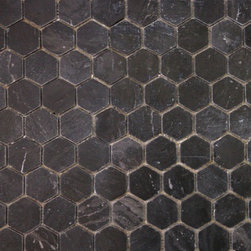 Noir Hex Travertine Mosaic Tile - 2 X 2 IN. - Wall And Floor Tile