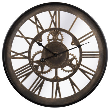 Kiera Grace Round Antique Tomos Decorative Plastic Wall Clock, 18x18"es, B