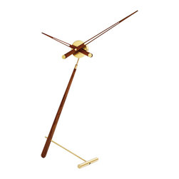 Pun Gold N Table Clock in Brass and Walnut Wood - Desk And Mantel Clocks