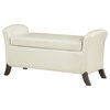 Coborn Storage Bench, Cream Faux Leather With Gray Legs