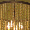 25" Romantic Iron Cream Beaded Pendant Chandelier, Victorian 6-Light Tassel