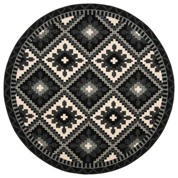 Safavieh Veranda Ver096 Southwestern Rug, Black and Beige, 6'7"x6'7" Round