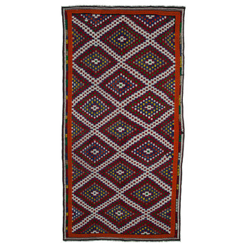 Rug N Carpet - Handwoven Anatolian 6' 3'' x 12' 1'' Vintage Wool Kilim Rug
