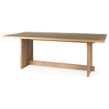 Ivey Minimalist Natural Wood 84" Rectangle Dining Table