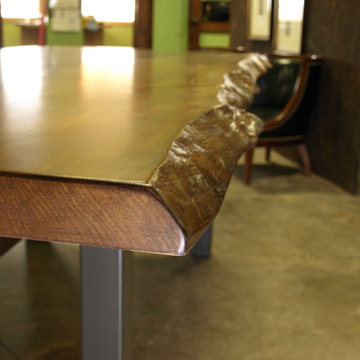 AppWood Custom Table Live Edge Sycamore Walnut on Steel base and Walnut stretche