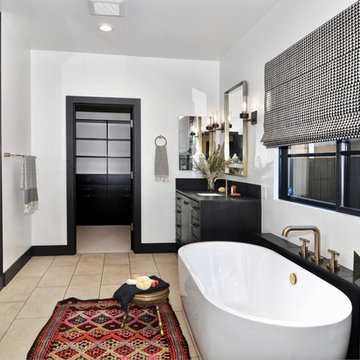 Black and Tan Eclectic Transitional Master Bathroom