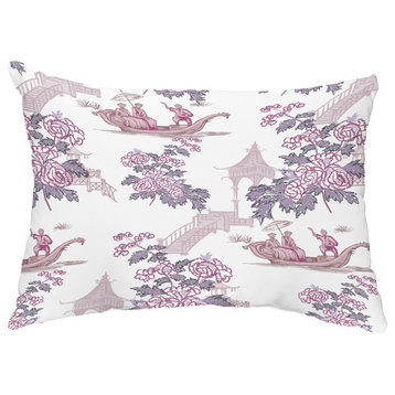 China Old 14"x20" Floral Decorative Outdoor Pillow, Purple