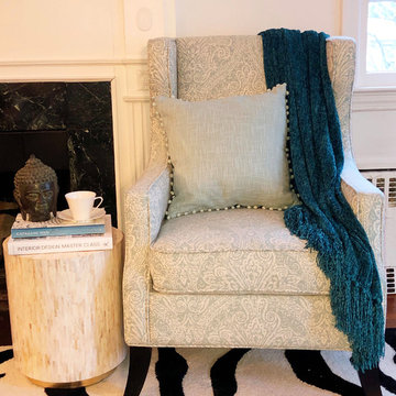 Aqua damask chair