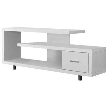 Pemberly Row Modern MDF Wood/Melamine TV Stand for TVs up to 60" in White
