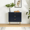 Aram 3-Drawers Bachelor's Chest With Metal Legs, Navy