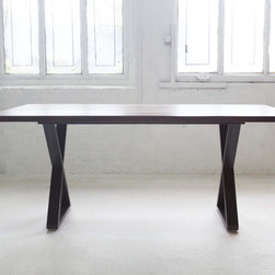 X-base Walnut Dining Table - Dining Tables