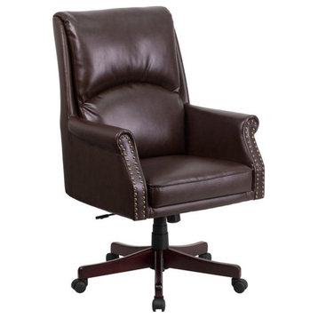 Flash Furniture High Back Leather Swivel Office Chair in Brown