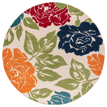 Owen Modern Floral Area Rug, Multi-Color, 5'3'' Round