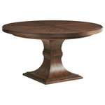Lexington - Palo Alto Round Dining Table - The Palo Alto dining table features an elegant butterfly Walnut veneer pattern on the top and a classic flared pedestal base. With a 22-inch leaf, the table extends to 80-inches, comfortably accommodating six guests.
