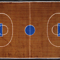 LA Rug Inc - Basketball Court Rug, Multi-Color, 39"x58" - Kids Rugs
