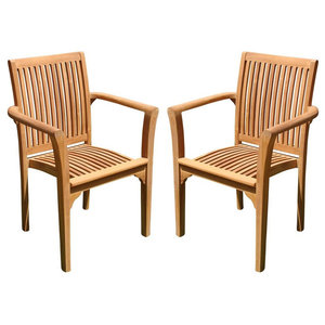 Travota Stacking Arm Chairs Teak Outdoor Dining Patio Set