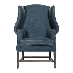English Wingback Denim Chair - Armchairs And Accent Chairs