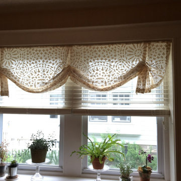 Sheer shaped box pleated valance