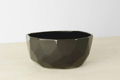 Black Ceramic Polygon Bowl
