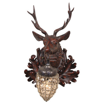 Stag Wall Sconce, Burlwood, Right Face