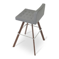 LARA SWORD BAR WALNUT - GREY PPM  (5 Years Guarantee) - Bar Stools And Counter Stools