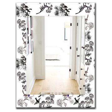Designart Black And White 1 Traditional Frameless Wall Mirror, 28x40