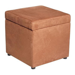 HomCom 16" Micro Fiber Foot Stool / Storage Ottoman - Brown - Footstools And Ottomans