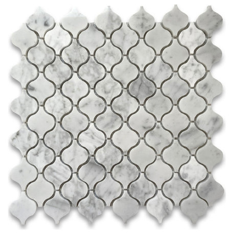 Carrara Venato Marble Arabesque Baroque Lantern Mosaic Tile Polished, 1 sheet